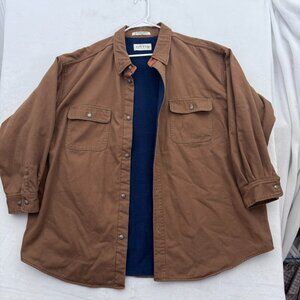 Orvis Jacket Mens 2XL Brown Shacket Fleece Line Canvas Outdoor Metal Button